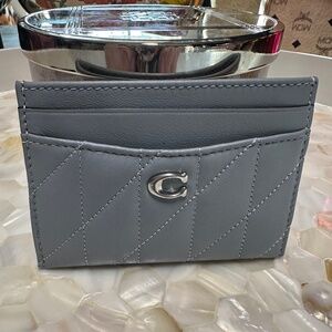 Coach quilted card case gray/blue so nice!